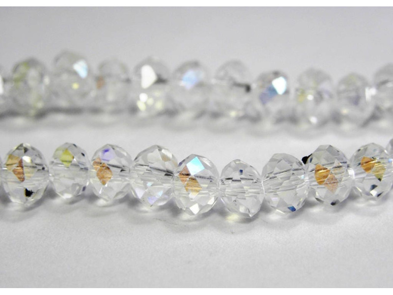 6 mm Faceted Flat Round Glass Beads (Rondelle Beads) - Crystal AB