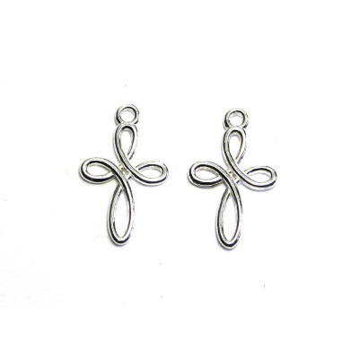 21 mm (0.8 Inch) Large 925 Sterling Silver Decorative Cross Pendant - 1 Pc.
