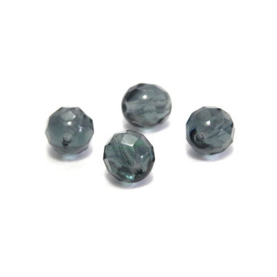 8 mm Round Faceted Fire-polished Czech Glass Beads - Light Montana Blue - 15 or 50 pc