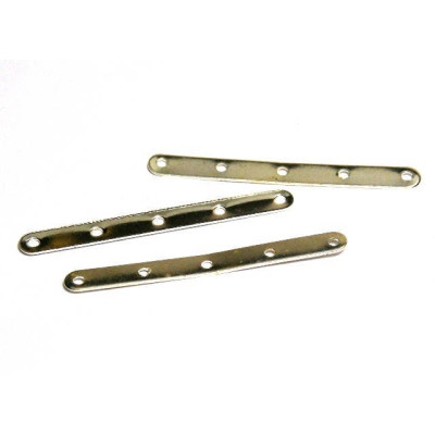 35 mm Long (1.4 Inch) x 3.5 mm Spacer Bars, 5 Hole Separator Bars - Silver plated (10 Pc.)