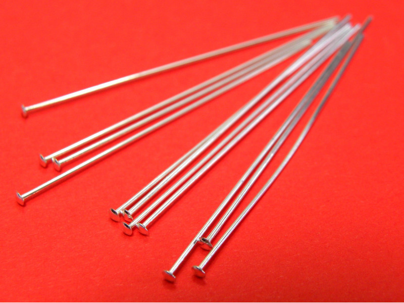 38 mm Thin 925 Sterling Silver Head Pins - 10 pc.