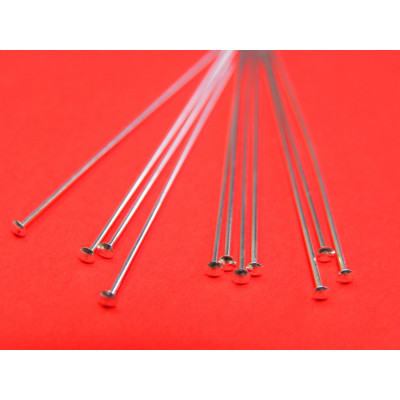 52 mm (2 Inch) x 0.5 mm - 24 GA - Long Sterling Silver 925 Head Pins (10 pc.)