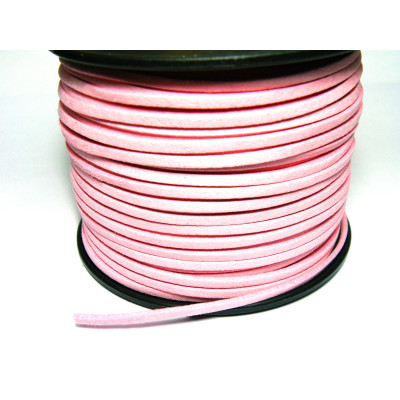 3m flaches Kunstlederband 3 mm - Rosa