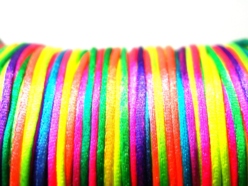 1 mm Medium-thick Neon Rainbow Satin Nylon Cord