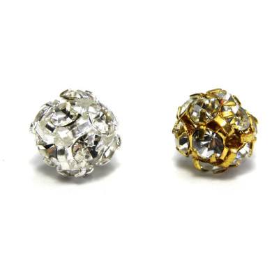 8 mm runde Strassperlen/Strasskugeln  - Gold oder Silber/Crystal (2 Stk) 8 mm runde Strassperlen/Strasskugeln  - Gold oder Silber/Crystal (2 Stk)