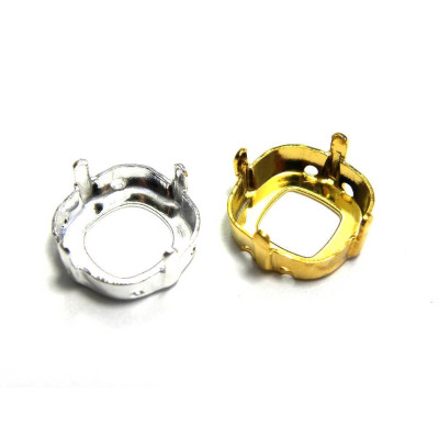 2 pc. Square EfSa Sew-on Settings for Swarovski® 12 mm Square Fancy Stones (4470) - Gold or Silver plated