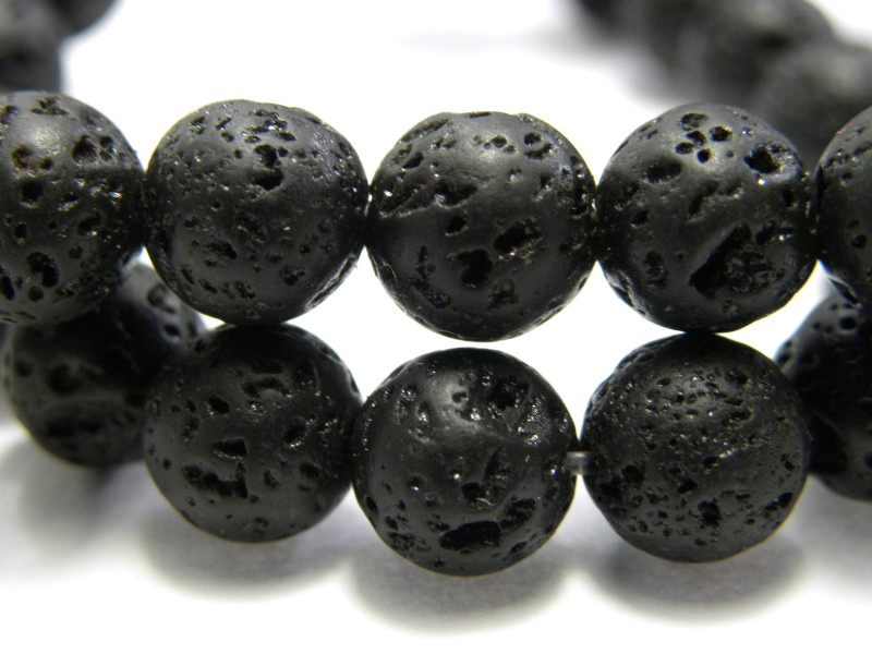 Runde Lava Steinperlen 8 mm (1 Strang oder 20 Perlen)