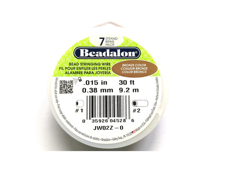 0.38 mm (.015 inch) Beadalon 7-Strand Nylon-Coated Stainless Steel Beading Wire - 9.2 m (30 ft) Bronze 0.38 mm (.015 inch) Beadalon 7-Strand Nylon-Coated Stainless Steel Beading Wire - 9.2 m (30 ft) Bronze