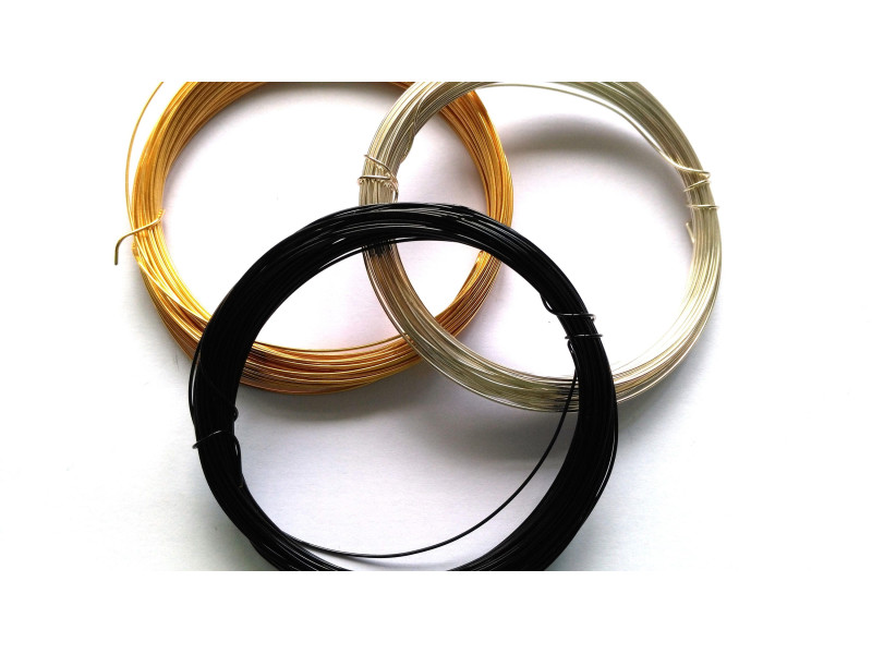 0.6 mm (22 GA) High Quality Round Craft/Jewellery Wire - 10 m (11 Yds) - 24 K Gold /Silver Plated or Black Coated 0.6 mm (22 GA) High Quality Round Craft/Jewellery Wire - 10 m (11 Yds) - 24 K Gold /Silver Plated or Black Coated