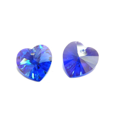 14 mm Swarovski® Heart Pendant (6228/6202) - Genuine Austrian Crystal - Sapphire Blue AB (2 Pc.)