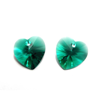 14 mm Swarovski® Heart Pendant (6228/6202) - Genuine Austrian Crystal - Emerald Green (2 Pc.)