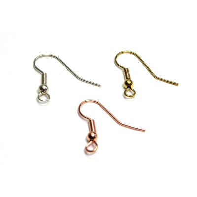 10x Fischerhaken Ohrhänger mit Kugel 22 mm - Silber, Gold oder Roségold