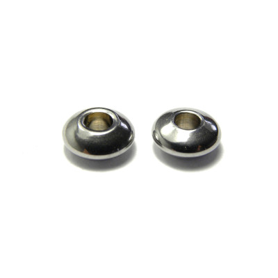 6 mm Saucer-shaped Rounded Stainless Steel Spacer Beads - Silver (20 pc)