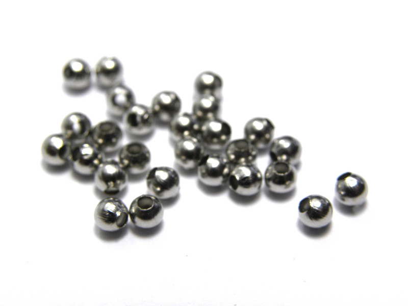 3 mm Small Round Steinless Steel Filler Beads - Silver - 50 Pc