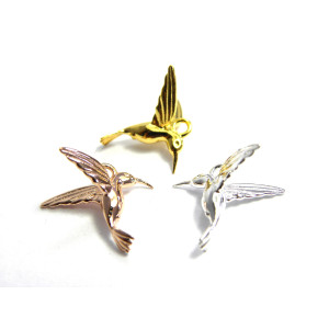 15 mm 3D 925 Sterling Silver Hummingbird Charm