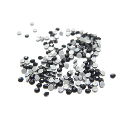 100 Grade A Glas Bügelstrass 2mm - Jet Black Schwarz