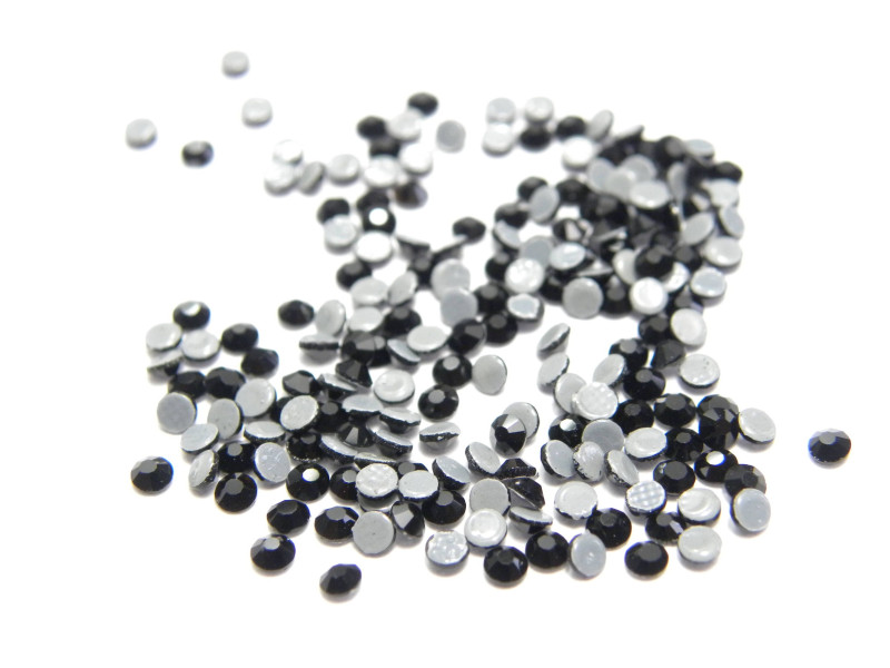 2 mm (6ss) Small Grade A Glass Hotfix Rhinestones Iron-On Stones - EU Quality (100 Pc.) Jet (Black)