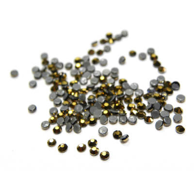 100 Grade A Glas Bügelstrass 2mm - Gold Hematite