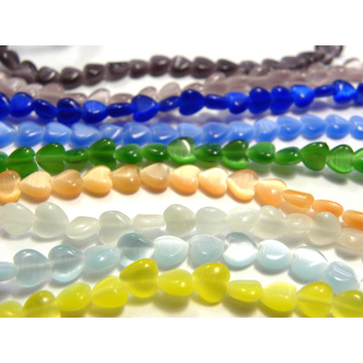 1x Strang Katzenauge Glasherz Herzperlen 4mm - verschiedene Farben - mehr als 70 Perlen!