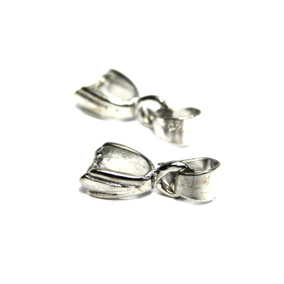 Anhängerhalter klein 6 mm mit 5 mm Schlaufe aus Messing - Versilbert (2 oder 10 Stk.)