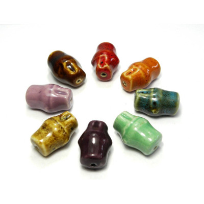 1 pc. Hand Painted Bamboo-Shaped Ceramic Bead, Large Porcelain Bamboo Bead 28 mm