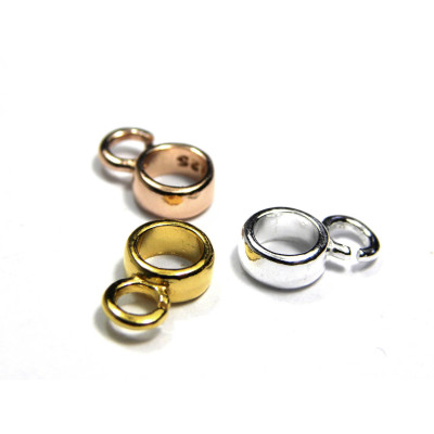 6 mm Round 925 Sterling Silver Charm Hanger, Bail Bead - Silver, Real Gold or Rose Gold Plated