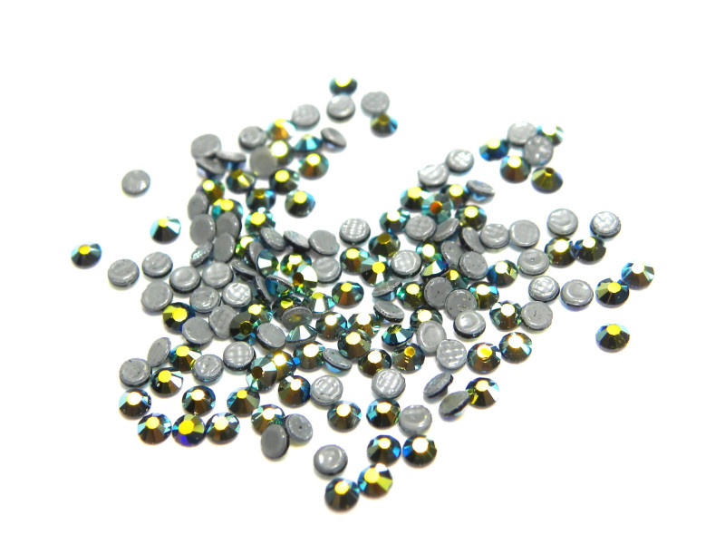 2 mm (6ss) Small Grade A Glass Hotfix Rhinestones Iron-On Stones - EU Quality (100 Pc.) Jet Black AB