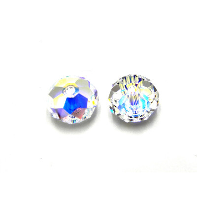 12 mm Swarovski® 5040 Faceted Flat Round Beads, Large Rondelle, Briolette Beads  - Crystal AB - 2 pc