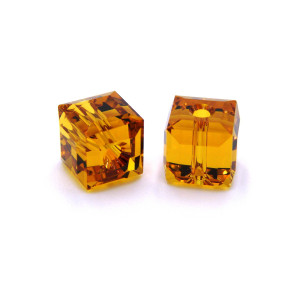 6 mm Swarovski® 5601 Large Cube Beads - Topaz - 4 ...
