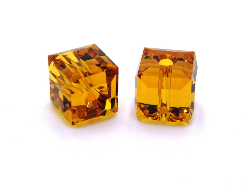 6 mm Swarovski® 5601 Large Cube Beads - Topaz - 4 pc