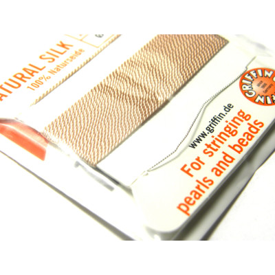 2 m Griffin Natural Silk Bead Knotting Cord with Needle - Light Pink