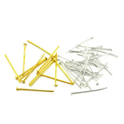 24 x 0.8 mm Thick Short Silver and Gold Plated Head Pins - 100 pc.