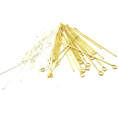 2 Inch (50 mm) x 0.6 mm (22 GA) HQ - Thin, Long, Gold Plated and Silver Plated Eye Pins (100 Pc.)