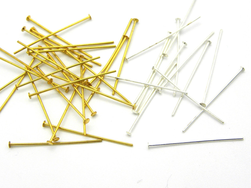 100 Stk. HQ Dünne und Kurze Nietstifte 24 mm - Vergoldet oder Versilbert