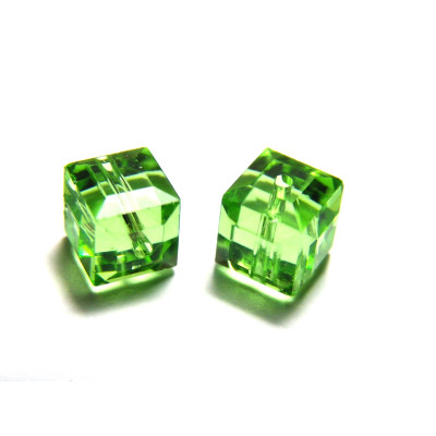 8 mm Swarovski® 5601 Cube - Genuine Austrian Crystal (2 Pc.) - PERIDOT