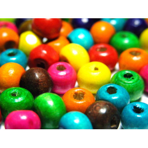 8 x 6 mm Small Abacus Round Wooden Beads - Mixed C...