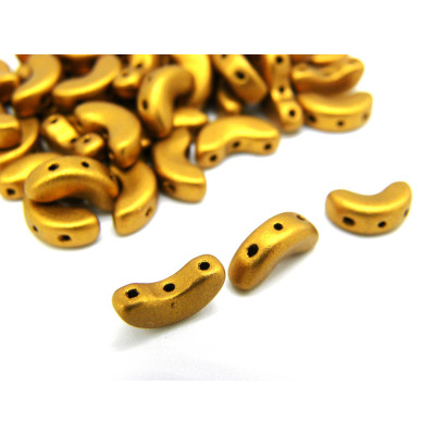 Arcos par Puca® - Bronze Gold Mat - 10g (~45 beads) - Moon-Shaped 3-hole Beads (5x10mm)