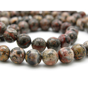 8 mm Round Leopardskin Jasper Beads, Polished Gems...