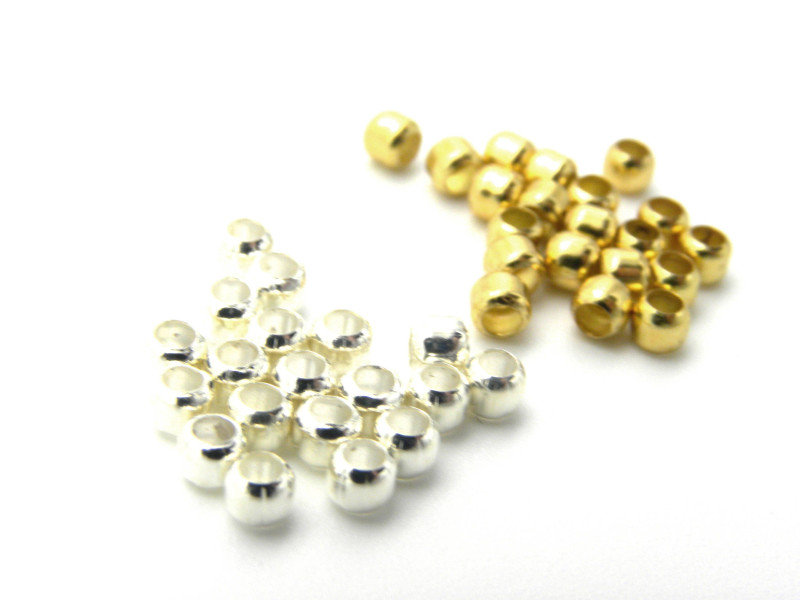 3mm (Large size) Large Silver Plated or Gold Plated Brass Crimp Beads (100 Pc.)
