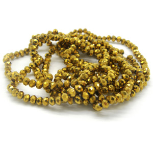 6 mm Faceted Flat Round Glass Rondelle Beads - Gol... 6 mm Faceted Flat Round Glass Rondelle Beads - Gol...