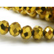 6 mm Faceted Flat Round Glass Rondelle Beads - Gold Metallic