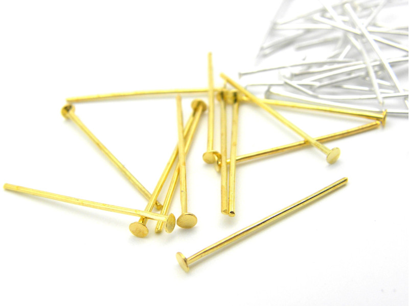 40 mm Dünne Nietstifte (HQ) aus Messing - Vergoldet oder Versilbert (50 Stk.)
