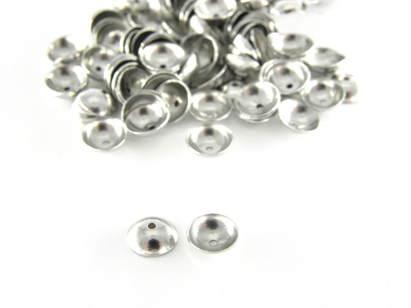 4mm (0.5 mm hole) Stainless Steel Bead Caps for Jewellery-Making - Silver (50 pc)
