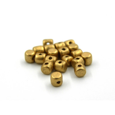 Minos par Puca® Small Barrel-Shaped Czech Glass Beads - Light Gold Mat - 3 x 2.5 mm - 5 g/10 g