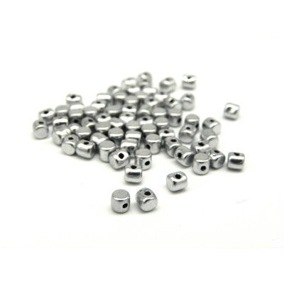 Minos par Puca® Small Barrel-Shaped Czech Glass Beads - Silver Aluminium Mat - 3 x 2.5 mm - 5 g/10 g