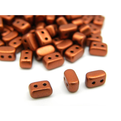 Ios par Puca® - Bronze Red Mat - 10g (Approx. 85 beads) - Brick-Shaped 2-hole Czech Beads (5.5x2.5mm)