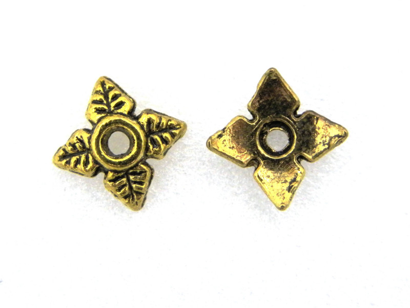 25 St. Kleine florale Perlkappen 6 mm - Altgold