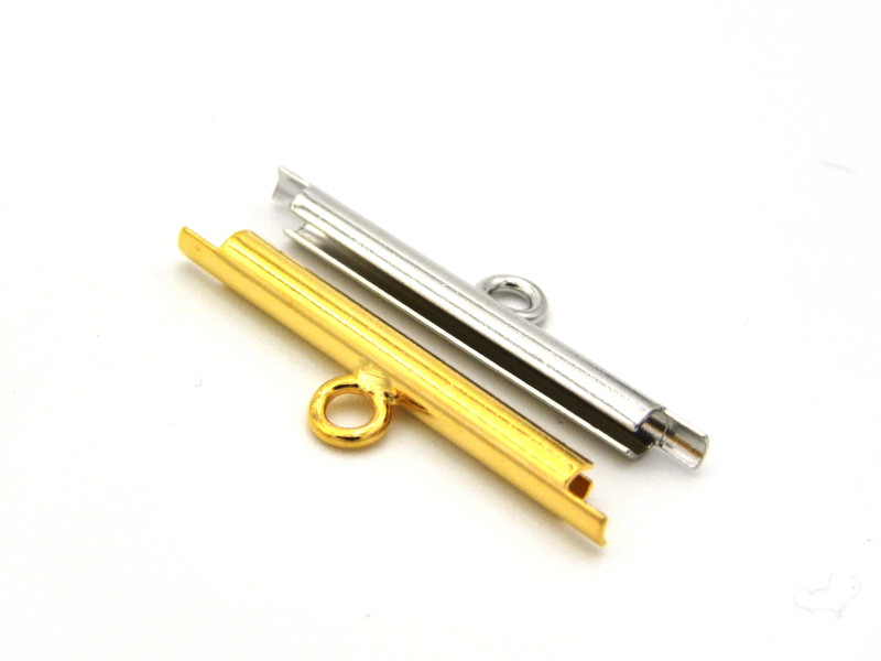 Miyuki zylindrische Endstücke 20 mm zum Schieben - Gold, Silber - 2 Stück