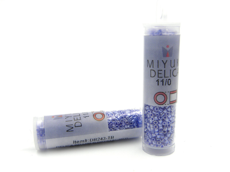 11/0 (1.6 x 1.3 mm) Miyuki Delica Japanese Seed Beads, Cylindrical Seed Beads - Lined Crystal Luster, Medium Blue - DB 243 -7