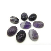 18x13 mm Natural Amethyst Real Gemstone Oval Flat-back Cabochon (2 pc.)